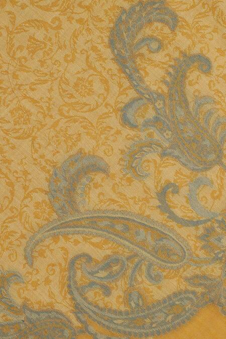 Shingora_Yellow Ozza Woven Paisley Pattern Stole _at_Aza_Fashions