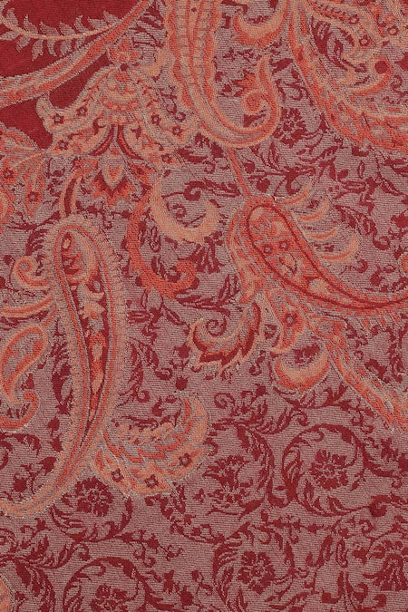 Shingora_Maroon Ozza Woolen Paisley Pattern Stole _at_Aza_Fashions