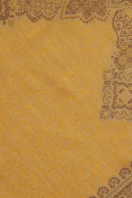 Shingora_Yellow Rafat Woven Wool Stole _at_Aza_Fashions