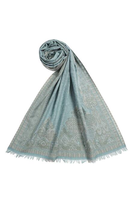 Buy_Shingora_Blue Rafat Floral Paisley Pattern Woven Stole _Online_at_Aza_Fashions