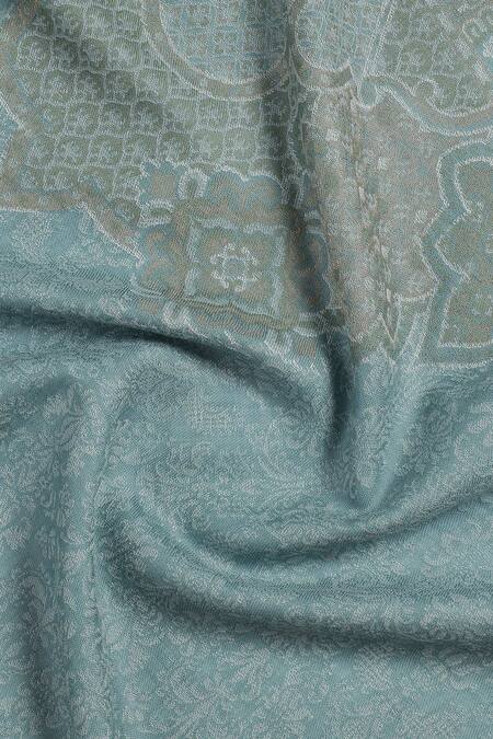 Shop_Shingora_Blue Rafat Floral Paisley Pattern Woven Stole _Online_at_Aza_Fashions