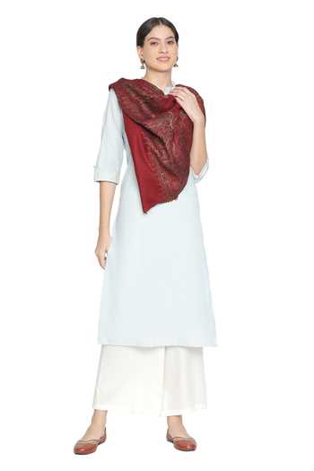 Shingora Maroon Saafia Paisley Pattern Woolen Stole Online at Aza Fashions Shingora_Maroon Saafia Paisley Pattern Woolen Stole _Online_at_Aza_Fashions