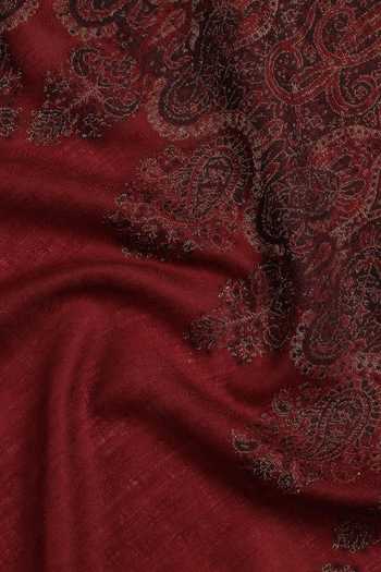 Shop Shingora Maroon Saafia Paisley Pattern Woolen Stole Online at Aza Fashions Shop_Shingora_Maroon Saafia Paisley Pattern Woolen Stole _Online_at_Aza_Fashions