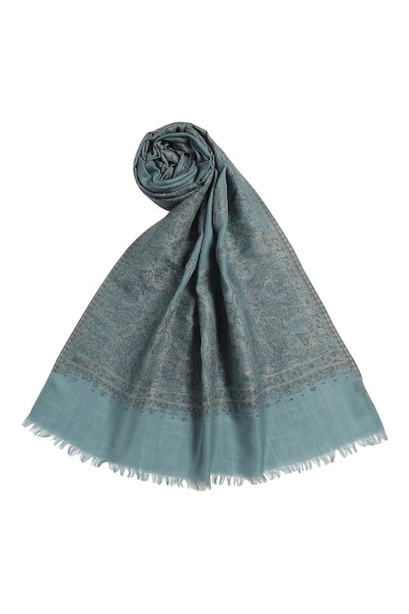 Buy Shingora Blue Saafia Wool Metallic Stole Online at Aza Fashions Buy_Shingora_Blue Saafia Wool Metallic Stole _Online_at_Aza_Fashions