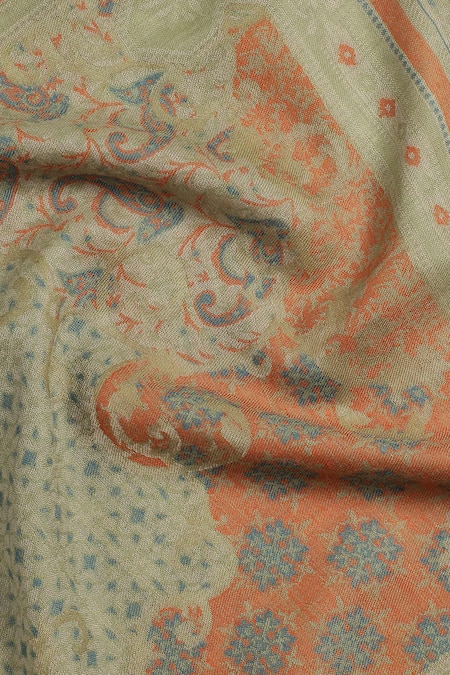 Shop_Shingora_Green Shifa Wool Woven Stole _Online_at_Aza_Fashions