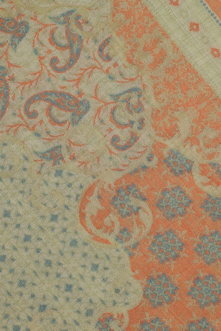 Shingora_Green Shifa Wool Woven Stole _at_Aza_Fashions