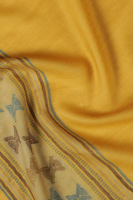 Shop_Shingora_Yellow Ibadat Geometric Woven Wool Shawl _Online_at_Aza_Fashions