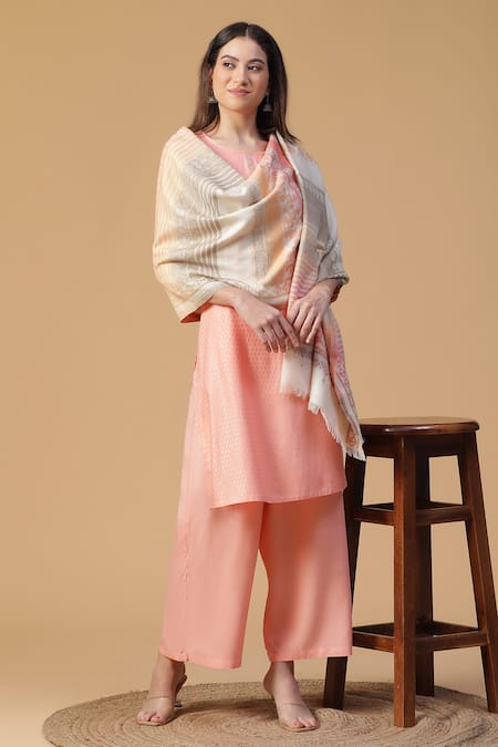 Shingora Zoya Stripe Pattern Woven Wool Shawl