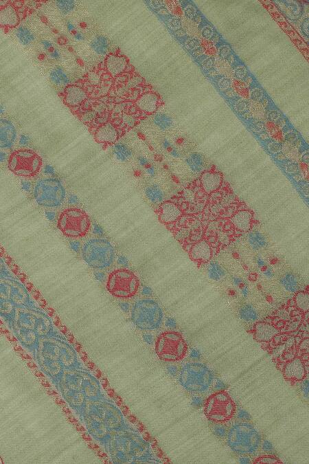 Shingora Green Acanthus Motif Saffiya Woven Stole  6