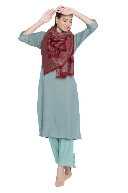 Shingora_Maroon Calico Fleur Saffiya Art Noveau Woven Stole _Online_at_Aza_Fashions