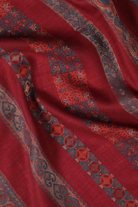 Shop_Shingora_Maroon Calico Fleur Saffiya Art Noveau Woven Stole _Online_at_Aza_Fashions