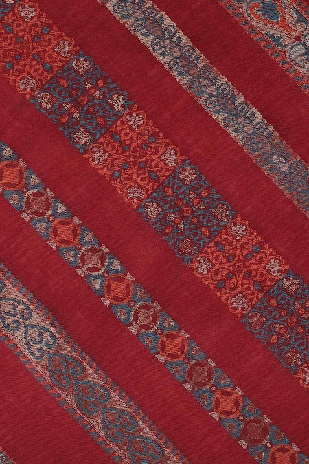 Shingora_Maroon Calico Fleur Saffiya Art Noveau Woven Stole _at_Aza_Fashions