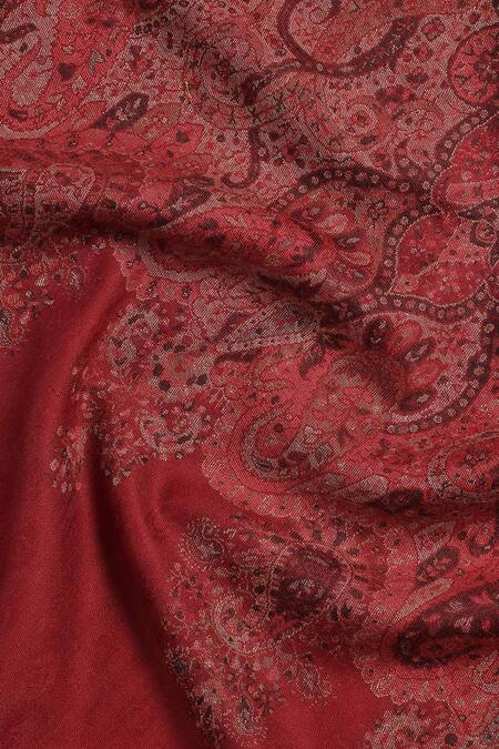 Shop_Shingora_Maroon Paisley Paradise Yazira Woven Stole _Online_at_Aza_Fashions