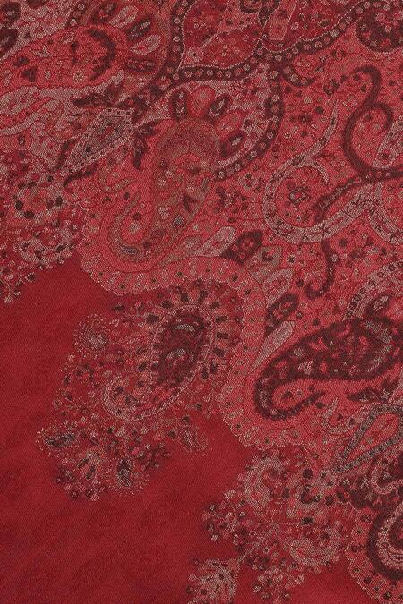 Shingora_Maroon Paisley Paradise Yazira Woven Stole _at_Aza_Fashions