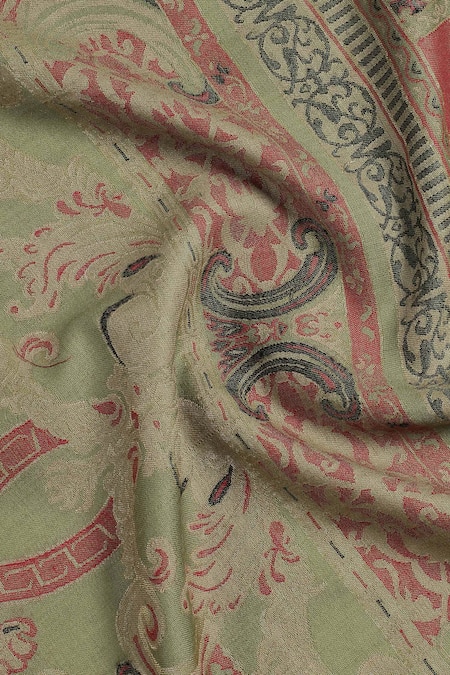 Shop_Shingora_Green Bohemian Fleur Urshia Art Woven Stole _Online_at_Aza_Fashions