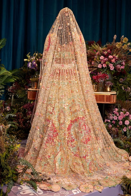 Papa Don't Preach Rose Applique Embroidered Bridal Lehenga Set 