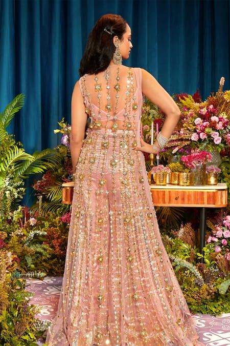 Papa Dont Preach Phoenix Embroidered Jacket Sharara Set