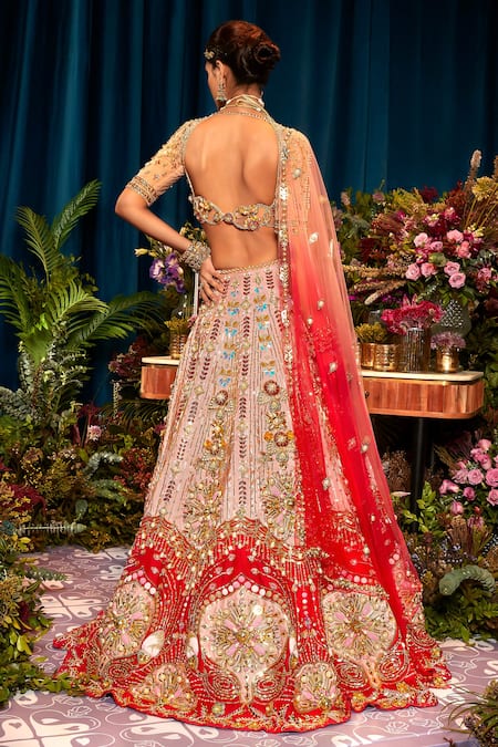 Papa Don't Preach Rosetta Raw Silk Embroidered Bridal Lehenga Set 
