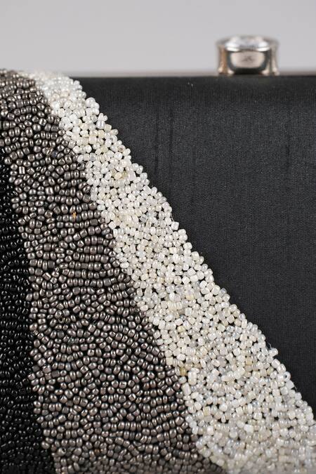 Buy Feza Bags Black Embroidery Wave Thread Clutch Online at Aza Fashions Buy_Feza Bags_Black Embroidery Wave Thread Clutch _Online_at_Aza_Fashions