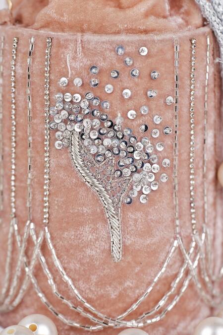 Feza Bags Pink Embroidery Pixi Dust Hand Potli Bag Online at Aza Fashions Feza Bags_Pink Embroidery Pixi Dust Hand Potli Bag _Online_at_Aza_Fashions