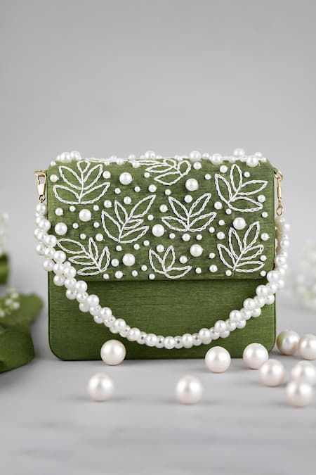 FEZA BAGS Pearl Embellished Clutch 