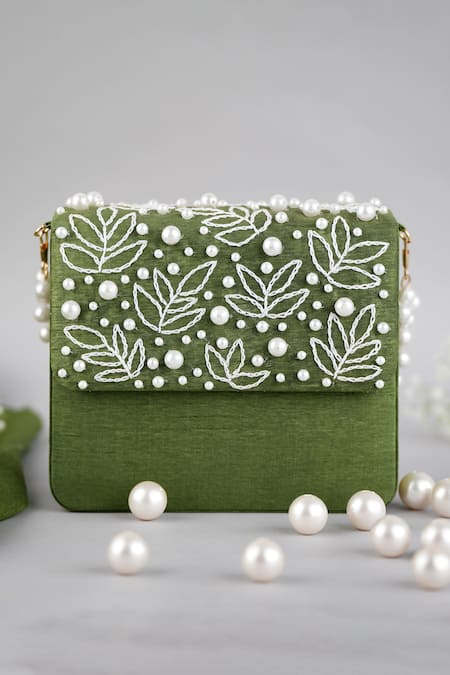 Feza Bags Pearl Embellished Clutch 