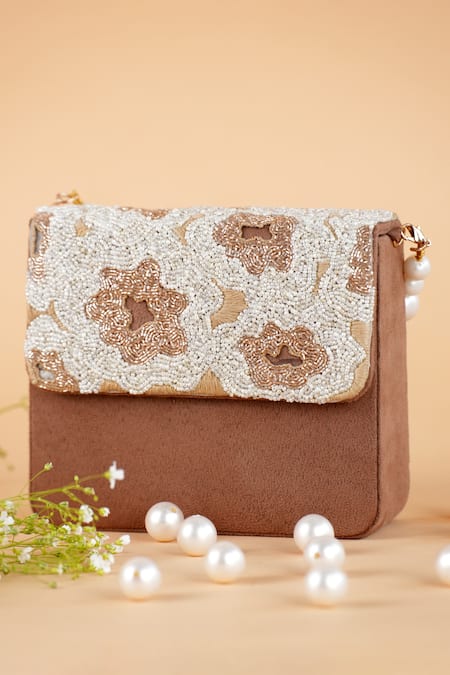 Feza Bags Floral Bloom Embellished Clutch 