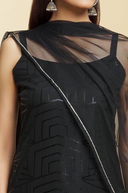 Buy Samyukta Singhania Black Net, Polyester Glitter Round Neck Dimension Print Kurti Sharara Set Online at Aza Fashions Buy_Samyukta Singhania_Black Net, Polyester Glitter Round Neck Dimension Print Kurti Sharara Set_Online_at_Aza_Fashions