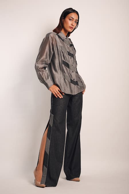 Diksha Khanna Placed Stripe Shirt With Pant 