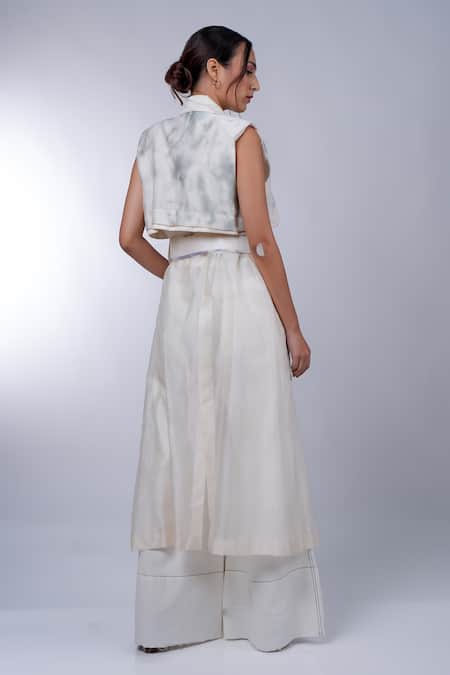 Diksha Khanna Tie-Dye Overlap Panel Trench Coat Pant Set 