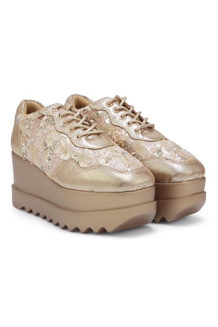 Anaar Cinnamon Sugar Embroidered Wedge Sneakers 