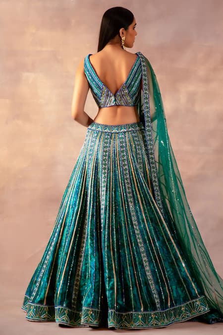 Laxmishriali Emerald Green Digital Printed Lehenga Set 