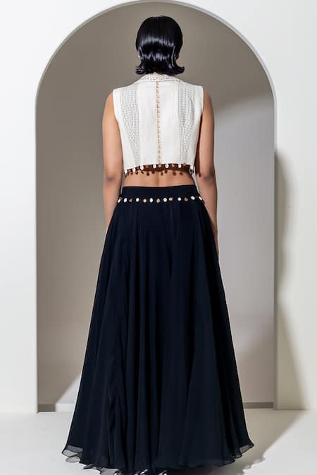 Kusmi Skirt Set With Hand Embroidered Jacket 