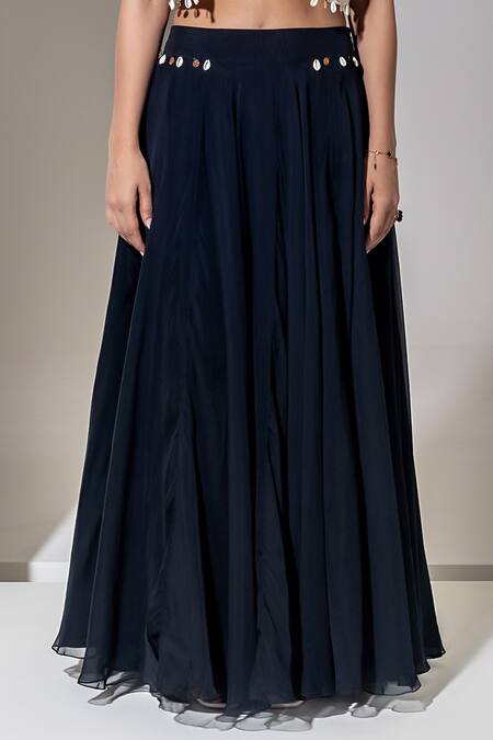 Shop Kusmi Black Organza Beads, Sequins, Pearls Skirt Set With Hand Embroidered Jacket Online at Aza Fashions Shop_Kusmi_Black Organza Beads, Sequins, Pearls Skirt Set With Hand Embroidered Jacket _Online_at_Aza_Fashions