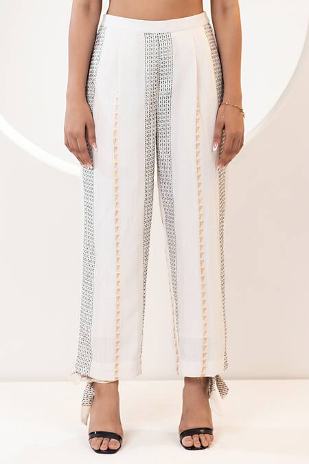 Buy_Kusmi_Ivory Cotton Embroidery V-neck Hand Waistcoat And Pant Set _Online_at_Aza_Fashions