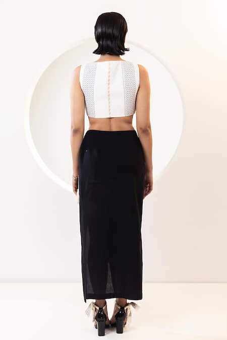 Kusmi Handwoven Cotton Wrap Skirt With Waistcoat 