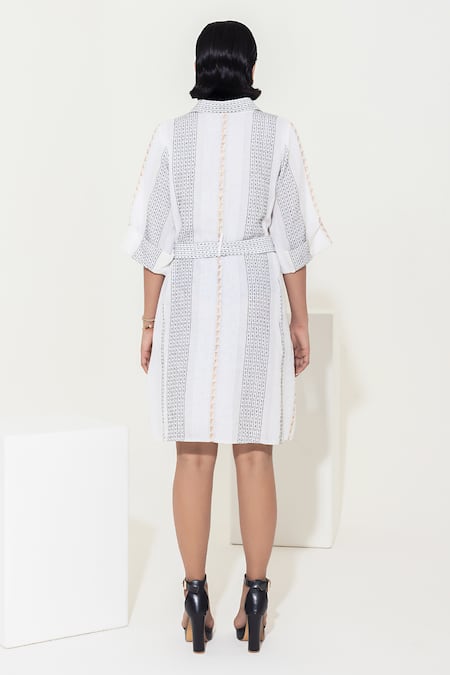 Kusmi Hand Embroidered Dress With Belt 