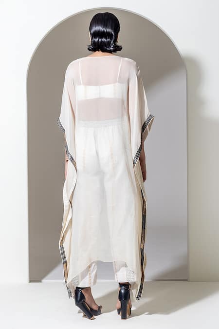 Kusmi Organza Sequin & Bead Embroidered Kaftan 