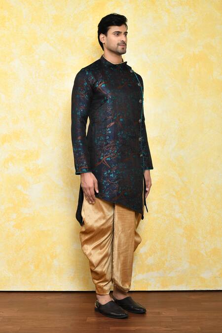 Arihant Rai Sinha_Multi Color Jacquard, Silk Asymmetric Kurta And Dhoti Pant Set _at_Aza_Fashions