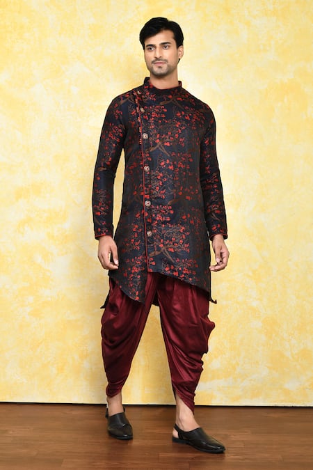 Arihant Rai Sinha Multi Color Kurta Jacquard Asymmetric And Dhoti Pant Set