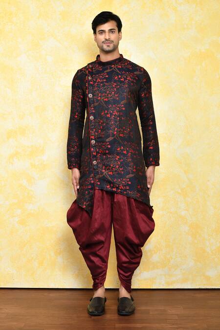 Arihant Rai Sinha_Multi Color Jacquard, Silk Asymmetric Kurta And Dhoti Pant Set _Online_at_Aza_Fashions