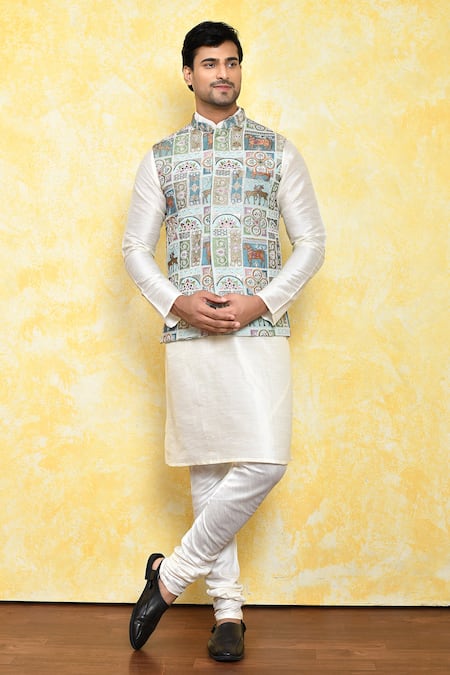 Arihant Rai Sinha Motif Embroidered Bundi Kurta Set 