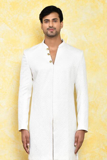 Buy Arihant Rai Sinha Off White Georgette, Silk Abstract Pattern Kurta And Churidar Set Online at Aza Fashions Buy_Arihant Rai Sinha_Off White Georgette, Silk Abstract Pattern Kurta And Churidar Set _Online_at_Aza_Fashions