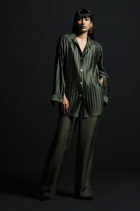 ZWAAN Zade Pleated Shirt & Pant Set 