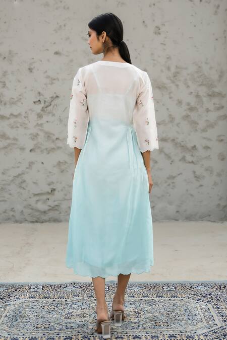 Mangalmay By Aastha Breeze Floral Embroidered Ombre Dress 