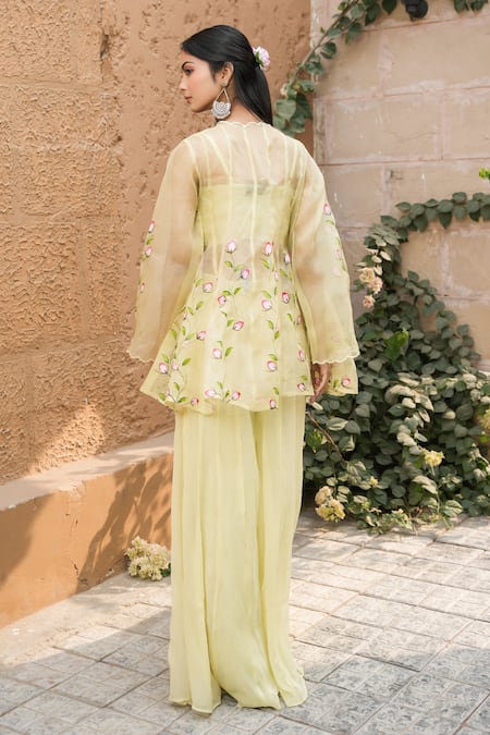 Mangalmay By Aastha Mint Elegance Sharara Set With Embroidered Shrug 