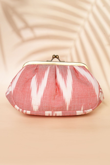 Pink and white online clutch bag