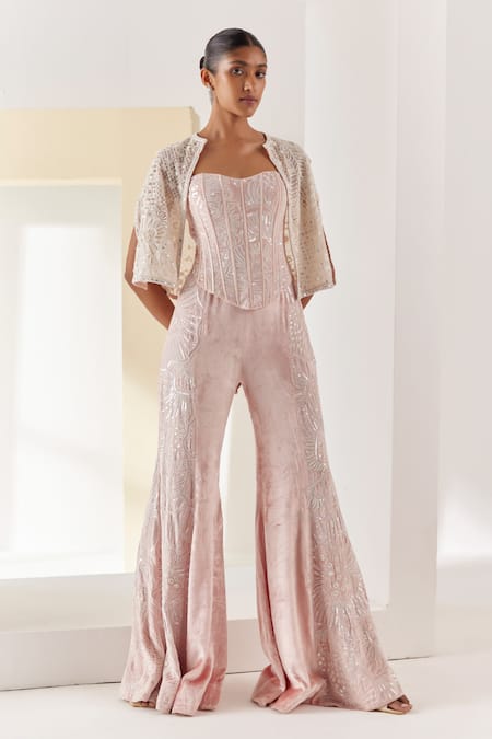 Mishru Belize Tonal Embroidered Corset With Pant 