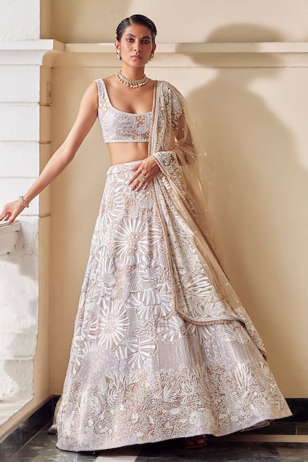 Mishru Cala Coral Reef Embroidered Bridal Lehenga Set 