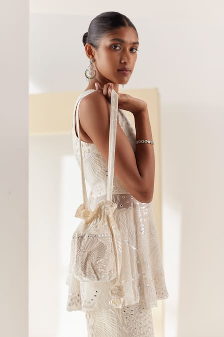 Mishru Nerisa Embroidered Peplum Tunic With Pant 
